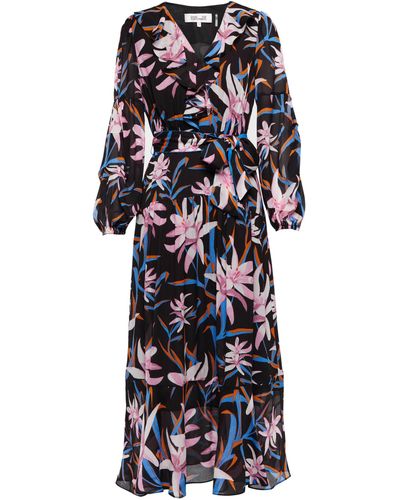 Diane von Furstenberg Jaxson Floral Crepe Midi Dress - Blue