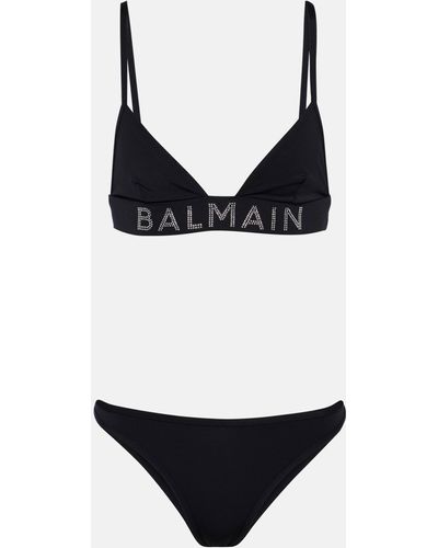 Balmain Embellished Logo Bikini - Black