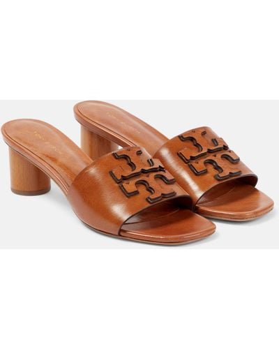 Tory Burch Ines Leather Mules - Brown