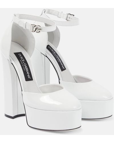 Dolce & Gabbana Sharon Patent Leather Platform Pumps - White