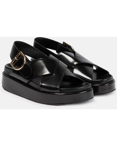 Dries Van Noten Leather Flat Sandals - Black