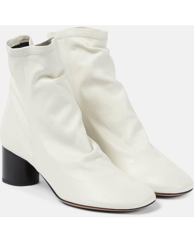 Isabel Marant Laeden Leather Ankle Boots - White