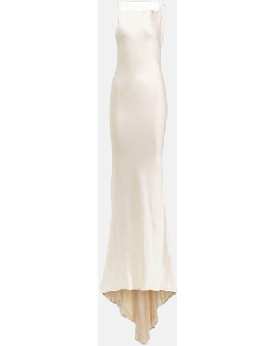 Maison Margiela Mesh-detail Fishtail Gown Dress - White