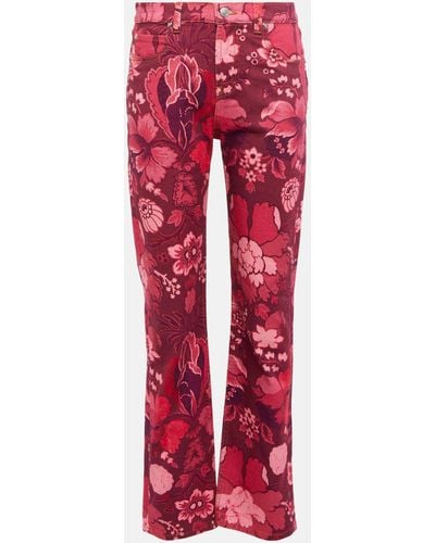 Etro Printed High-rise Straight Jeans - Red