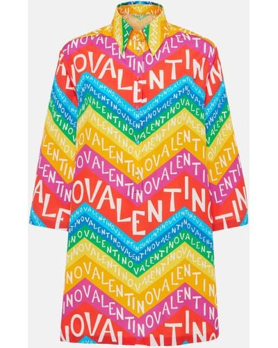 Valentino Logo Cotton Shirt Dress - Multicolour
