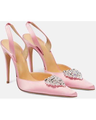 Magda Butrym Crystal-embellished Satin Slingback Pumps - Pink