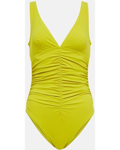 Karla Colletto Ruched Swimsuit - Yellow