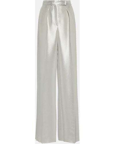 Max Mara Bridal Tebano Silk-blend Pants - White