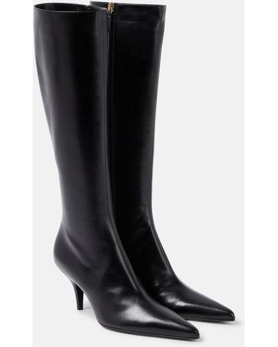 The Row Sling Leather Knee Boots - Black