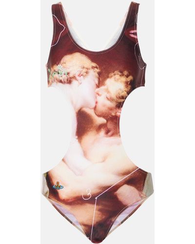 Vivienne Westwood The Kiss Printed Cutout Swimsuit - Pink