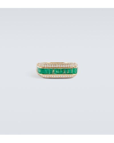 Rainbow K 18kt Gold Ring With Emeralds And Diamonds - Green
