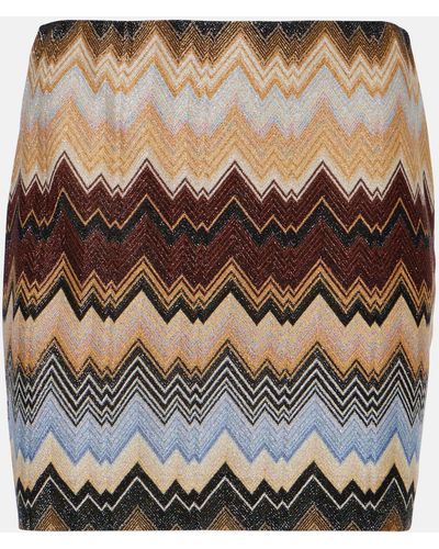 Missoni Zig Zag Metallic Knit Miniskirt - Brown