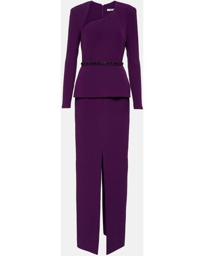 Safiyaa Asymmetric Embellished Crepe Gown - Purple