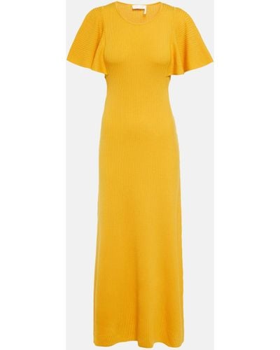 Chloé Chloe Ribbed-knit Wool Midi Dress - Yellow