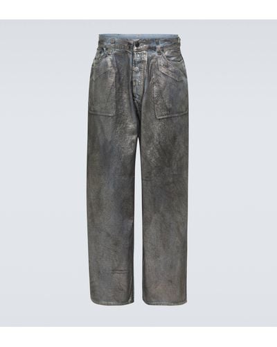 Acne Studios Mid-rise Metallic Wide-leg Jeans - Grey