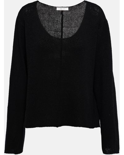 The Row Fesia Oversized Silk Sweater - Black