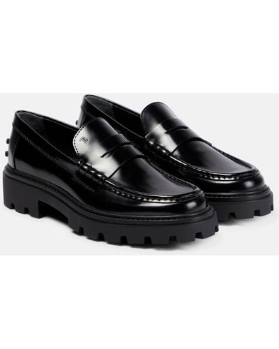 Tod's Gomma Pesante Glossed-leather Loafers - Black