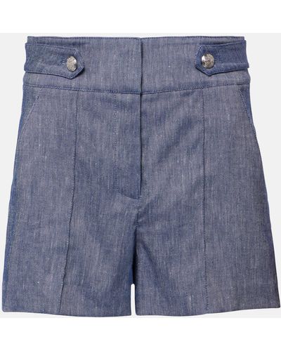 Veronica Beard Runo High-rise Linen-blend Shorts - Blue