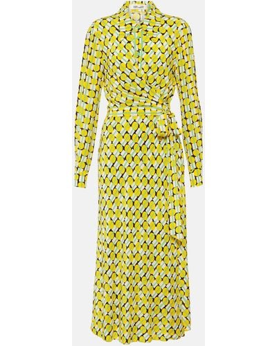 Diane von Furstenberg Tori Printed Jersey Midi Dress - Yellow