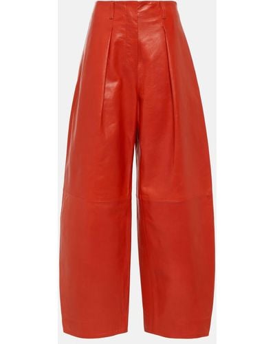Jacquemus Le Pantalon Ovalo Cuir Leather Wide-leg Pants - Red