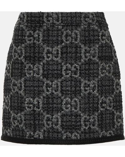 Gucci GG Wool And Cotton Tweed Miniskirt - Black