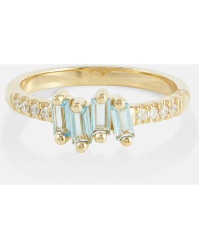 Suzanne Kalan 14kt Gold Ring With Diamonds And Topaz - White