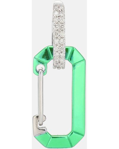 Eera Chiara 18kt White Gold And Diamond Single Earring - Green