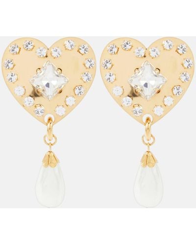 Alessandra Rich Embellished Faux Pearl Clip-on Earrings - Metallic