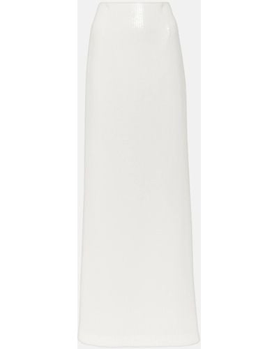 Galvan London Bridal Beating Heart Sequined Maxi Skirt - White