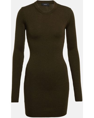 Wardrobe NYC Ribbed-knit Wool Minidress - Green