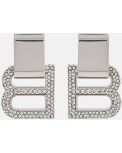 Balenciaga Hourglass Embellished Earrings - Metallic