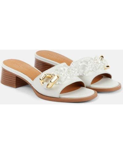 See By Chloé Embellished Leather Mules - Brown