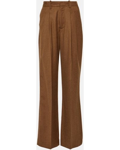 AG Jeans X Emrata Joan Wool Wide-leg Pants - Brown