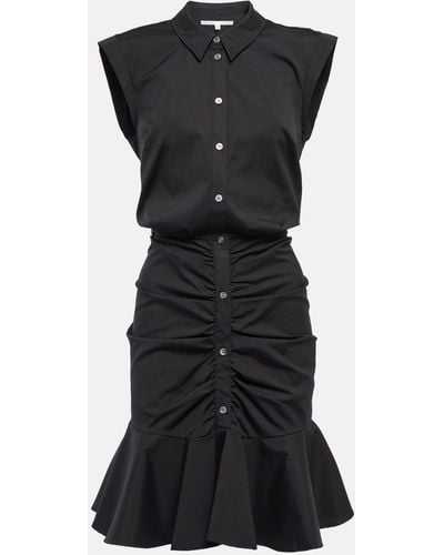 Veronica Beard Bell Ruched Poplin Minidress - Black