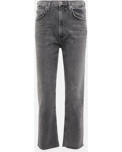 Citizens of Humanity Daphne High-rise Straight Cropped Jeans - Grey