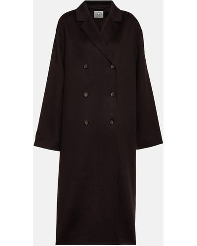 Totême Oversized Double-breasted Wool Coat - Black
