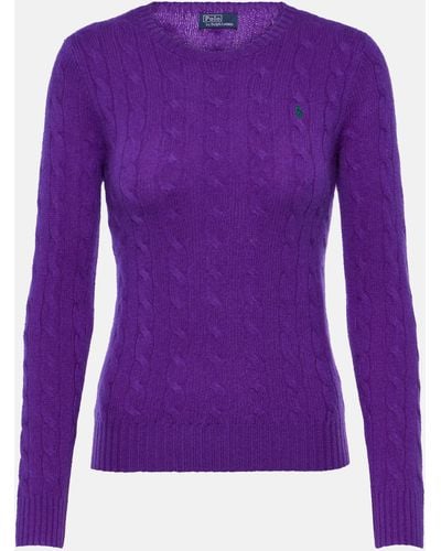 Polo Ralph Lauren Cable-knit Wool-cashmere Sweater - Purple