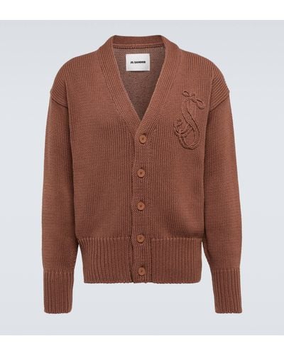 Jil Sander Embroidered Knitted Cardigan - Brown