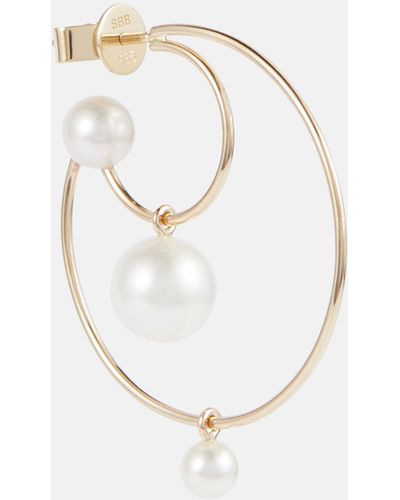 Sophie Bille Brahe Bain Perle 14-karat Gold Pearl Single Hoop Earring - White