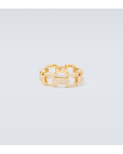 SHAY Deco Link 18kt Gold Ring With Diamonds - Metallic