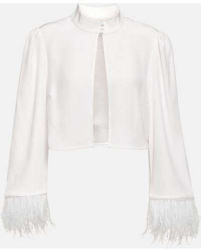 RIXO London Bridal Addison Feather-trimmed Jacket - White