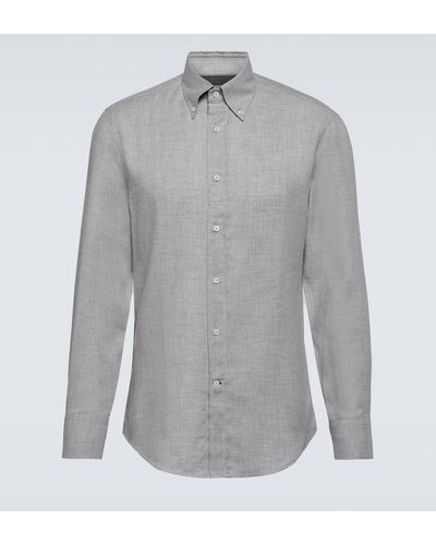 Brunello Cucinelli Cotton And Cashmere Shirt - Grey