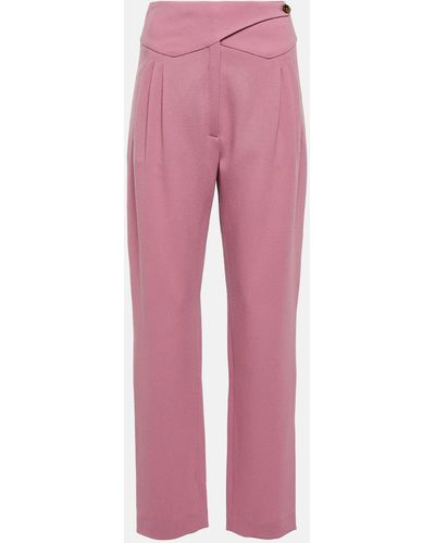 Blazé Milano Cool & Easy High-rise Straight Wool Pants - Pink