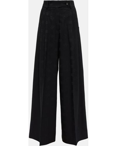Dolce & Gabbana High-rise Wool-blend Wide Pants - Black