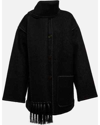 Totême Embroidered Wool-blend Scarf Jacket - Black