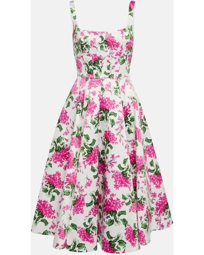 Emilia Wickstead Floral Print Midi Dress - Pink