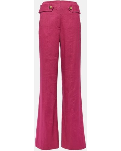 Veronica Beard Sunny Linen-blend Twill Flared Pants - Pink