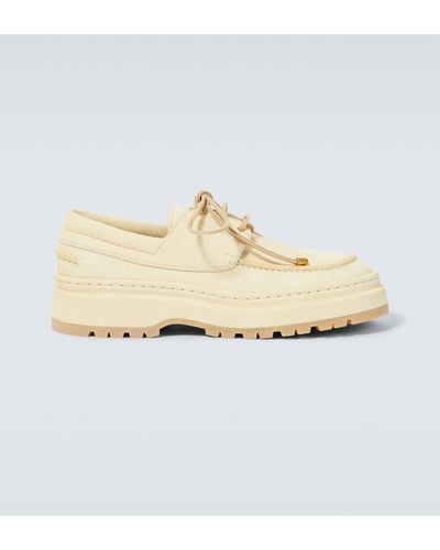 Jacquemus Pavane Leather Boat Shoes - White