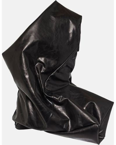 Rick Owens Asymmetric Leather Top - Black