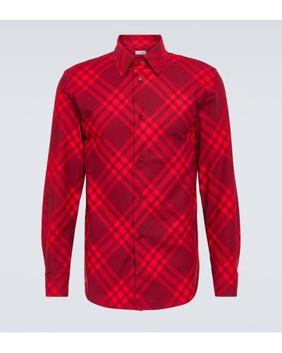 Burberry Checked Cotton Shirt - Red